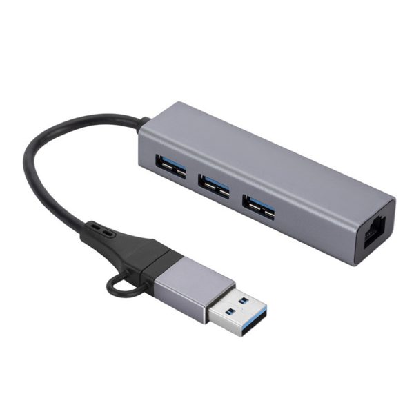 Usb 3.0 Hub Gigabit Ethernet Type-c to Network Adapter Usb-c to Rj45 Lan Port