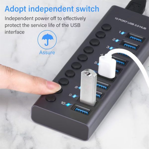 Usb 3.0 Hub 11-port Hub Docking Station with Independent Switch Usb Splitter