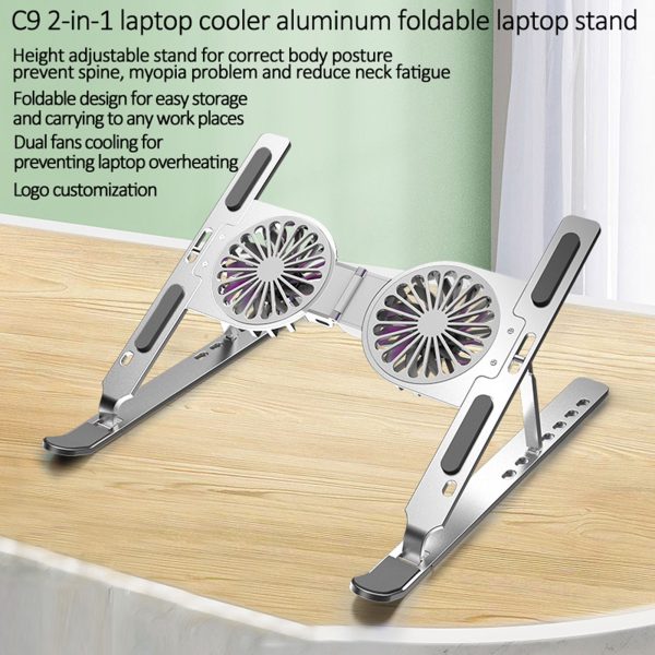 C9 Laptop Stand Foldable Bracket with Cooling Fan Air Cooling