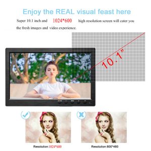 10.1 inch Lcd HD Monitor Color Screen 2 Channel Video Input Security Display