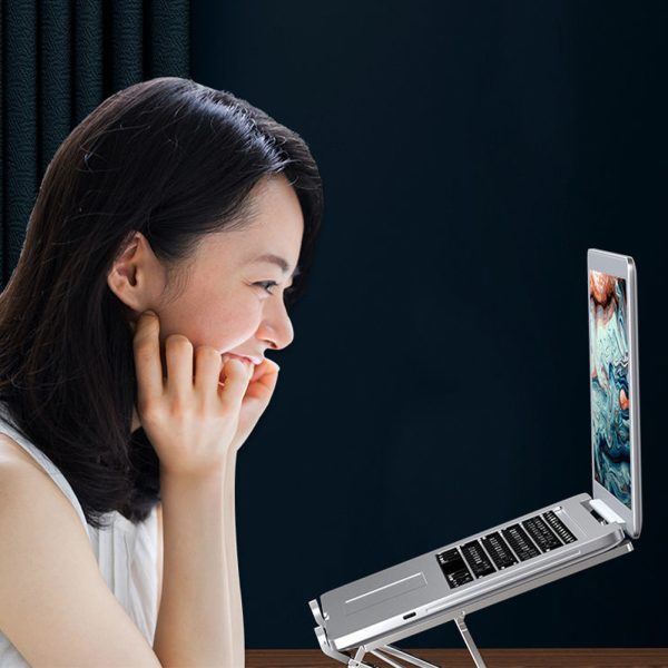 N8 Laptop Stand Ergonomic Laptops Desk Elevator Aluminium Alloy Folding Holder For Notebook Computer Laptop Tablet N8 silver (oxidized)