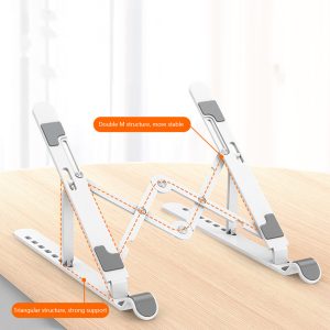 D103 Laptop Stand Computer Riser Folding Laptops Elevator PC Cooling Mount Supporting Up To 15.6 Inches Notebook White