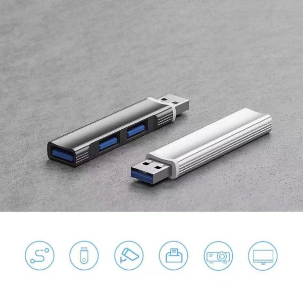 3-Port USB3.0 Hub Compact Portable In-line USB Hub Extensions Adapter