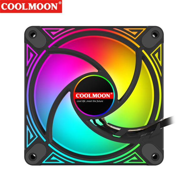 DM1 Cooler Fan ARGB PC CPU Silent Case Luminous Fan 4.72 Inch Cooling PC Fans With Hydraulic Bearing Low Noise Computer RGB Case Fans Optional Wind Direction RGB Silent Cooler Black reverse blade