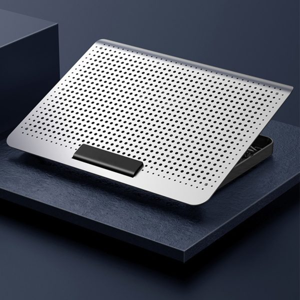 A18 Laptop Cooling Pad 7 Height Adjustable Powerful Silent Cooler With Dual USB Port Notebook Gaming Fan Stable Stand silver