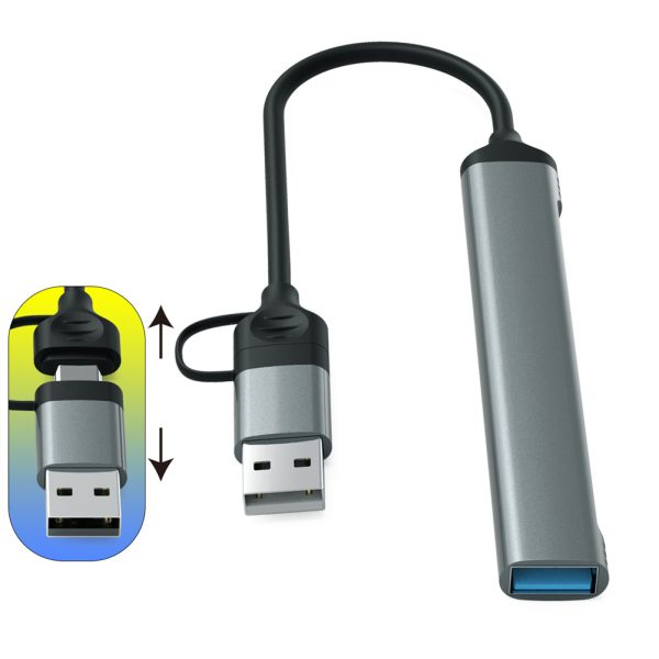 USB C Hub 5-in-1 Double-head Type C Docking Station USB C To USB 3.0 Adapter