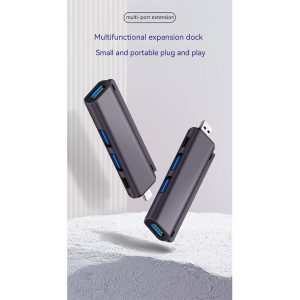 Type-c / Usb Expansion Dock Multi 4-port Hub Splitter 4-in-1 Otg Expansion Hub 5gbps With Dust Cover black type-c