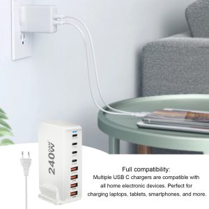 240W USB Charger Hub 4 USB A 4 USB C Hub PD Adapter Charging Block Plug Adapter