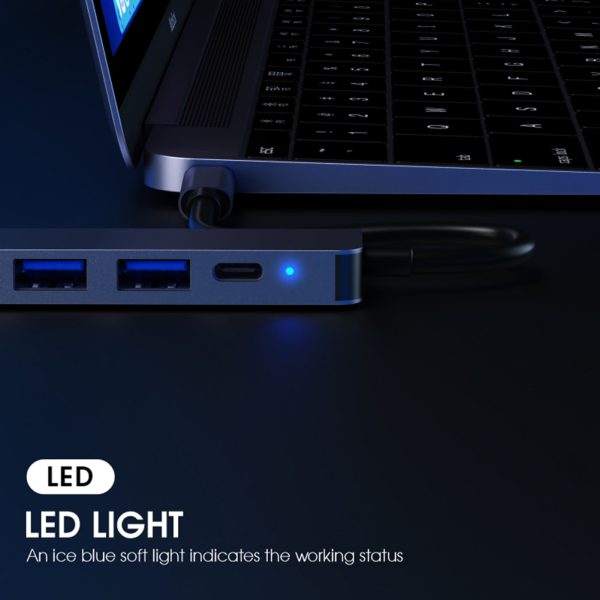 7 In 1 USB Hub Type C Splitter USB 3.0 USB 2.0 Expander Multiport USB Splitter For PC Laptop Notebook Smart Phones grey