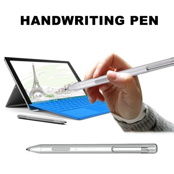 Metal Stylus With Portable Clip Electronic Pen 4096 Pressure Sensitive Stylus Compatible For Microsoft Surface Go Pro7/6/5/4/3/book Go silver