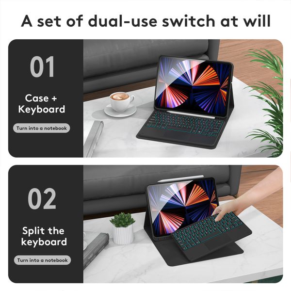 Bluetooth Keyboard Colorful Backlight Touch Control Smart Keyboard