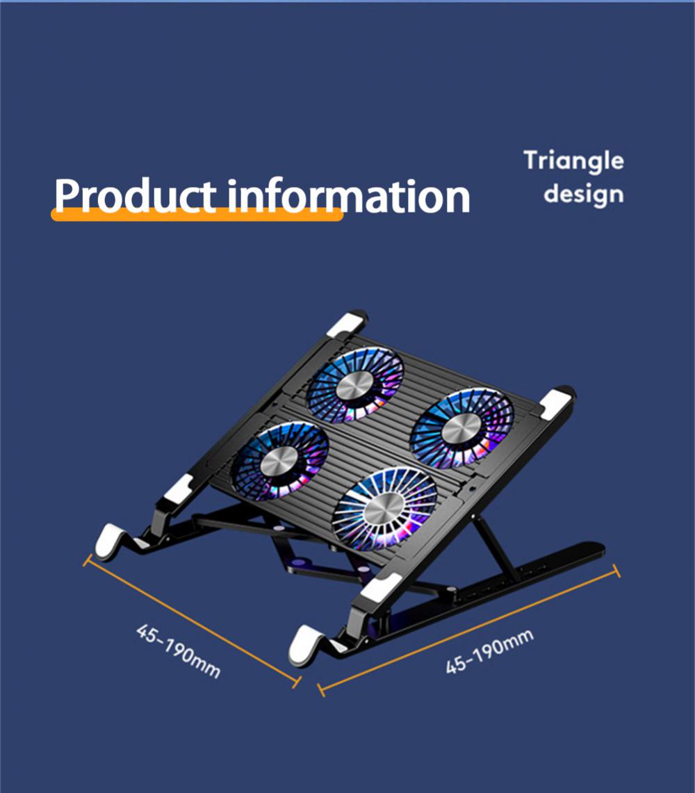 Tablet Cooling Fan Holder Folding Bracket Silent Radiator Notebook Stand Table Cooling Pad Accessories silver gray