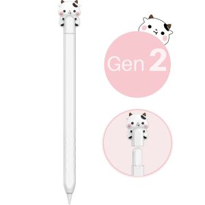 Portable Soft Silicone Cartoon Pencil Case Capacitive Pen Protective Sleeve Compatible For Ipencil Second Generation Pen White