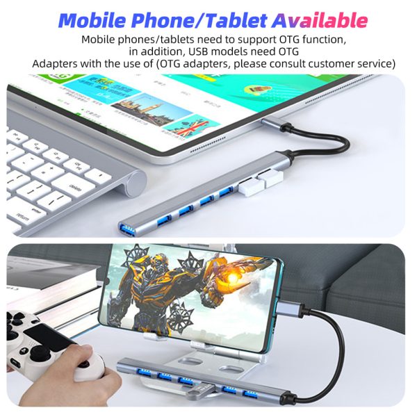 7-in-1 Usb C Hub 3.0 Type C 7-port Multi Splitter Otg Usb Power Adapter