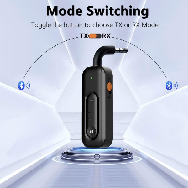 Car Audio 2 In 1 Bluetooth 5.2 Receiver Transmitter Noise Reduction Wireless Adapter Audio Module black